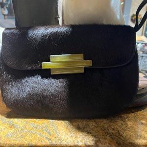 Kenall Excellent Condition Lesetta Clutch Wristlet Leather Fur High Quality